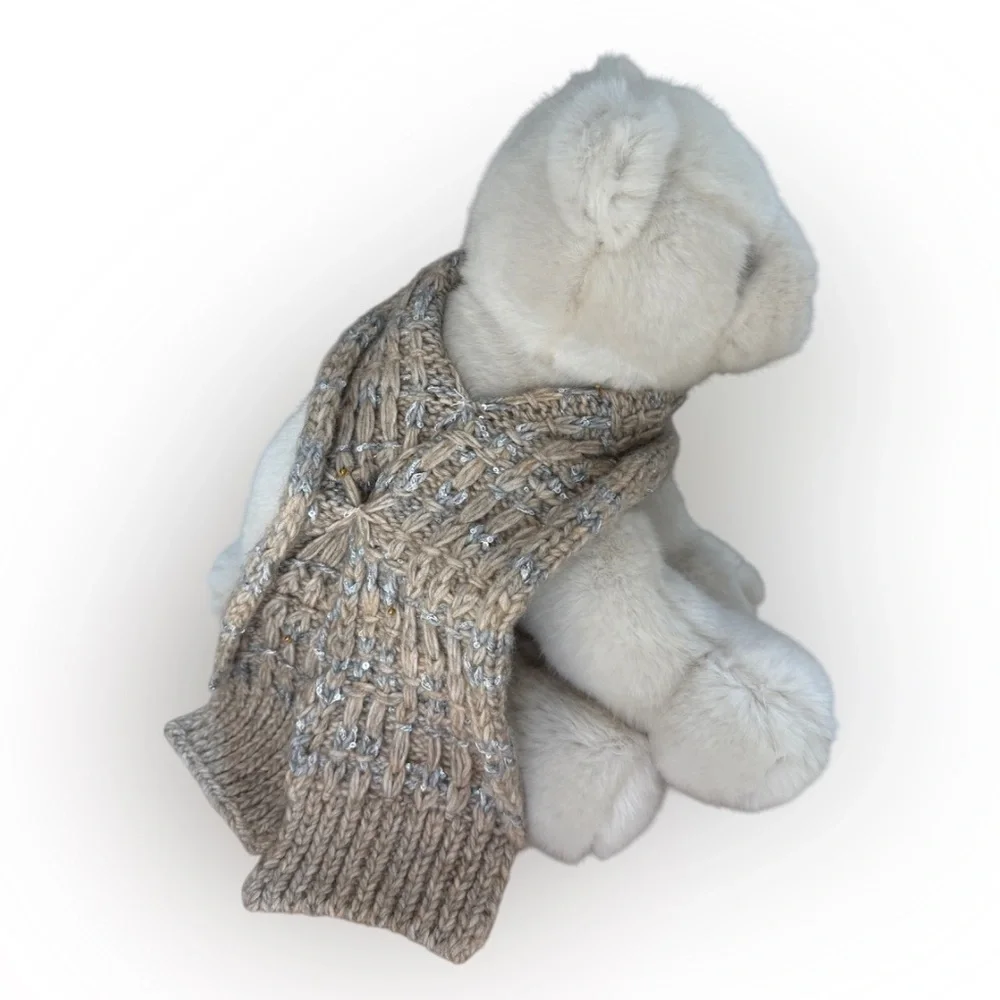 Pottery Barn Holiday Bear Scarf Alpaca Bear Shaped Pillow OS